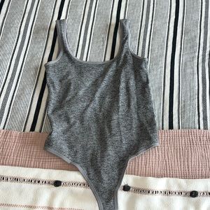 Grey/Gray Ribbed Bodysuit